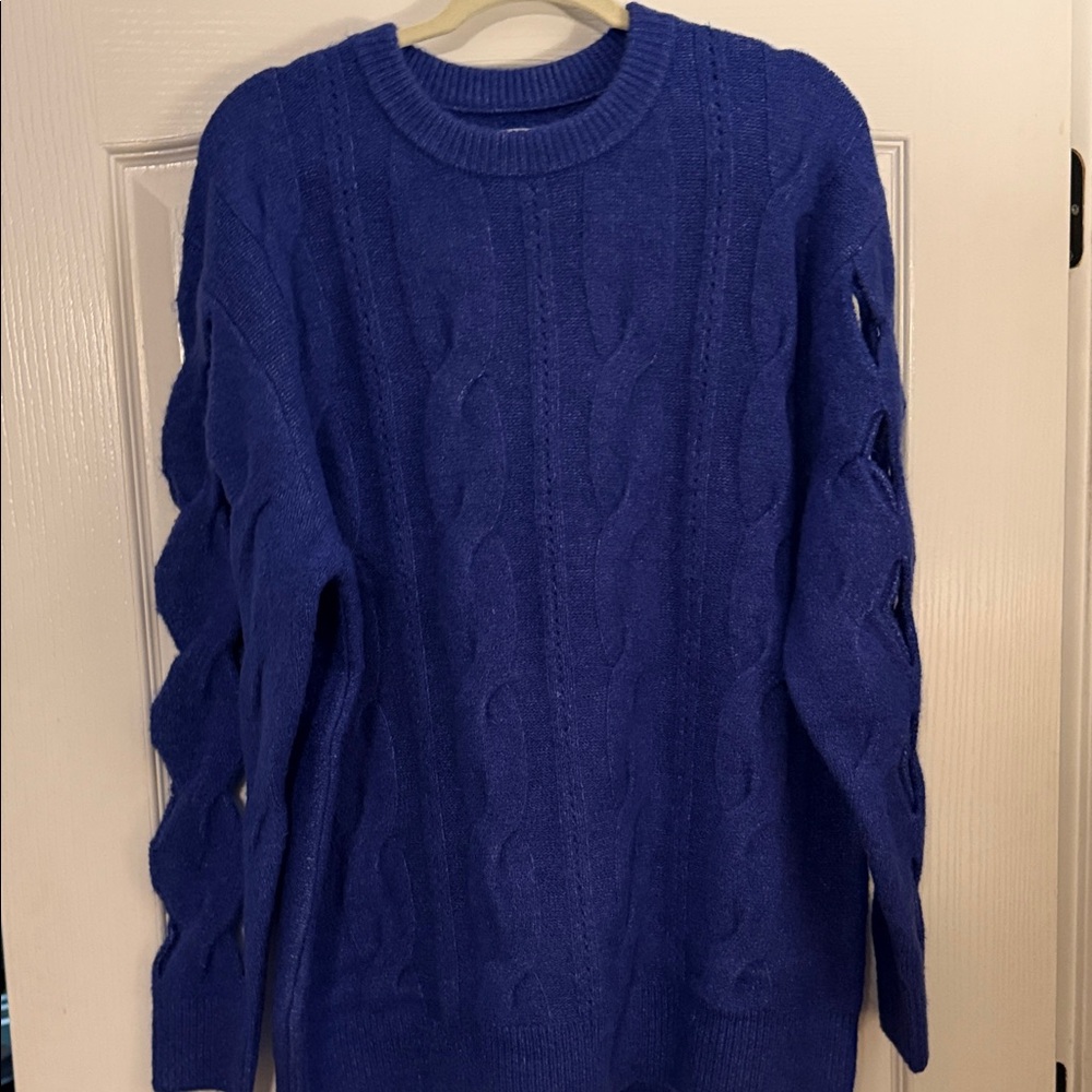 Blue Cable Knit Sweater